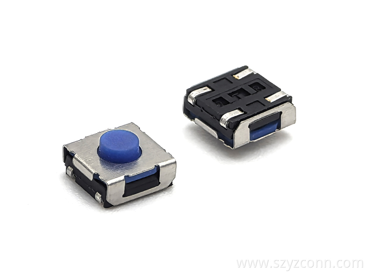 TACT SWITCH 6.2*6.2mm H3.5mm Silicone Blue Button 4P TACT SWITCH 6.2*6.2mm H3.5mm Silicone Blue Button 4P